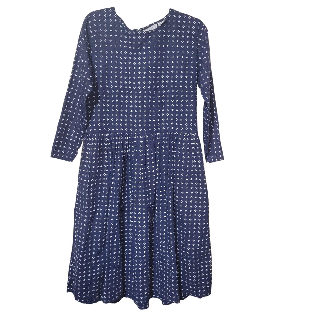 Passports Pier 1 Imports Midi Dress Womens Medium Blue Cotton Geometric Excellen
